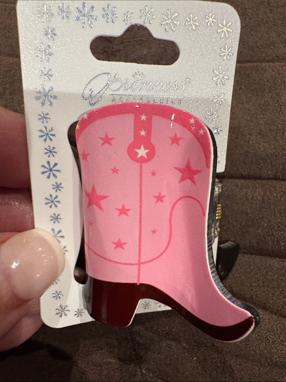 Western Cowboy Boot Hair Clip Pink ~ 2 inches
